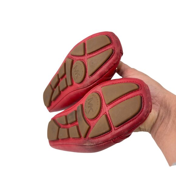 Michael Kors Women Red Leather Gold Logo Slip On Flats Shoes Size 6 - Picture 4 of 14